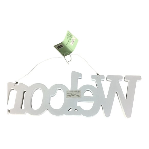 The Spring Shop White Glitter Welcome Sign Home Wall Decor Hanging Door Plaque - Picture 7 of 8